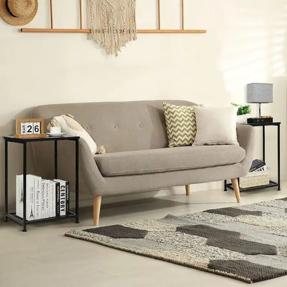 Petite table d'appoint à 2 niveaux avec étagère de rangement ouverte (lot de 2)