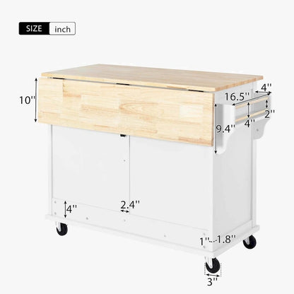 Desserte de cuisine avec plateau abattant en bois d'hévéa