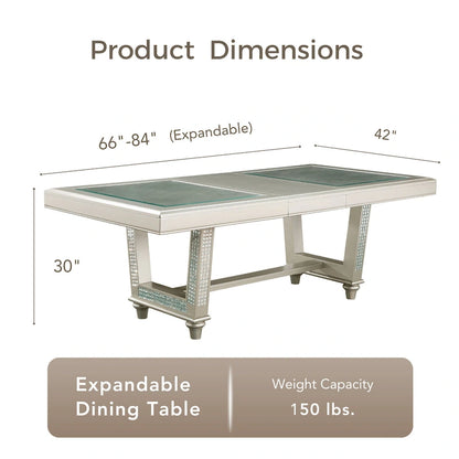 Table à manger extensible Medlee Glam de 84 pouces avec rallonge