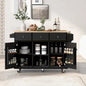 Îlot de cuisine en MDF de 53 po de largeur avec comptoir et armoire de rangement