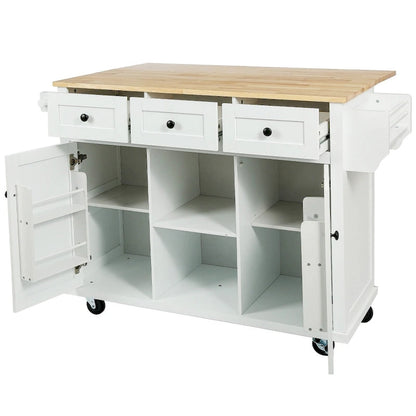 Îlot de cuisine en MDF de 53 po de largeur avec comptoir et armoire de rangement