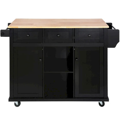 Îlot de cuisine en MDF de 53 po de largeur avec comptoir et armoire de rangement