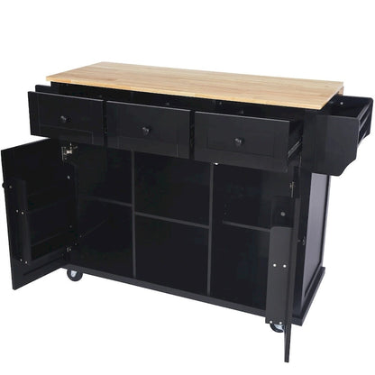Îlot de cuisine en MDF de 53 po de largeur avec comptoir et armoire de rangement