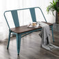 Banc de salle à manger, Banc d'entrée avec dossier, Banc de salle à manger en métal style ferme, Banc industriel du milieu du siècle pour 3 personnes, Assise en bois