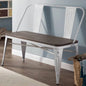 Banc de salle à manger, Banc d'entrée avec dossier, Banc de salle à manger en métal style ferme, Banc industriel du milieu du siècle pour 3 personnes, Assise en bois