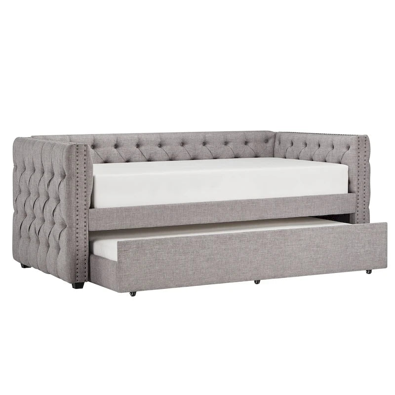 Lit de repos capitonné Knightsbridge Twin avec clous décoratifs