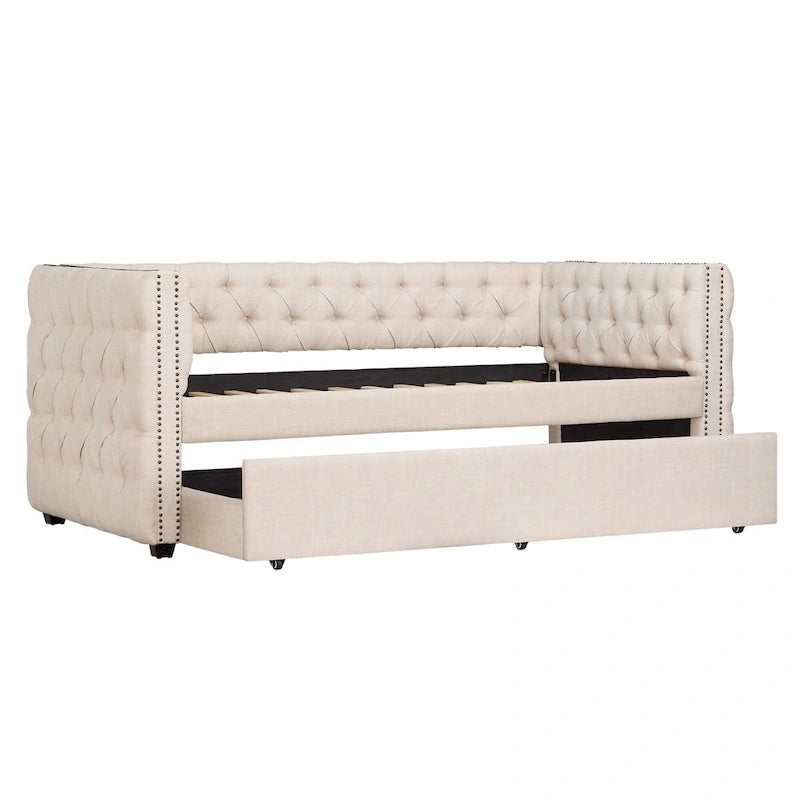 Lit de repos capitonné Knightsbridge Twin avec clous décoratifs