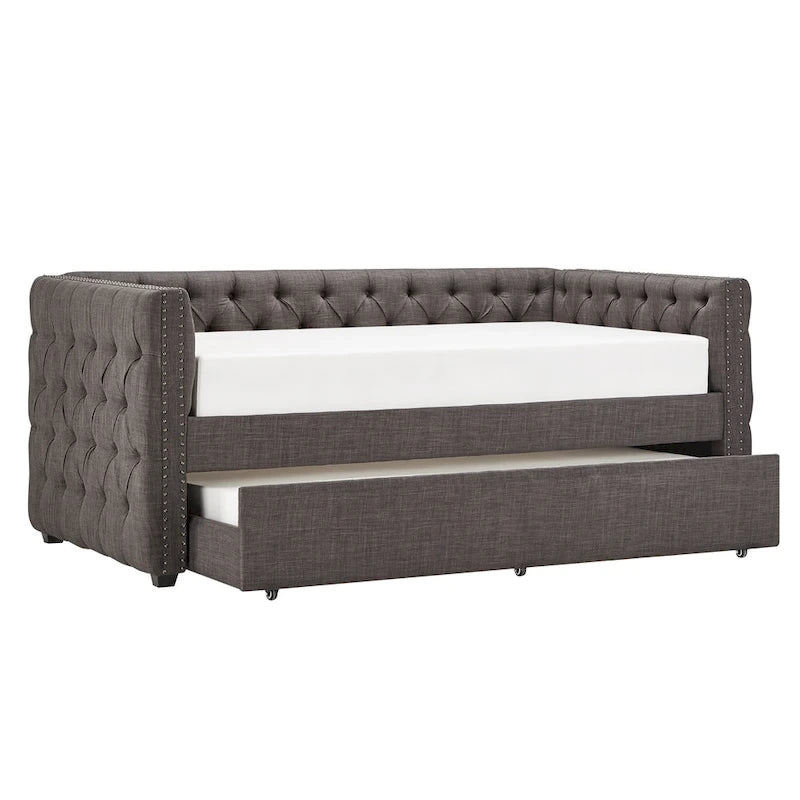 Lit de repos capitonné Knightsbridge Twin avec clous décoratifs