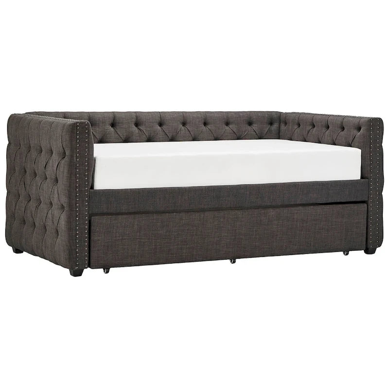 Lit de repos capitonné Knightsbridge Twin avec clous décoratifs