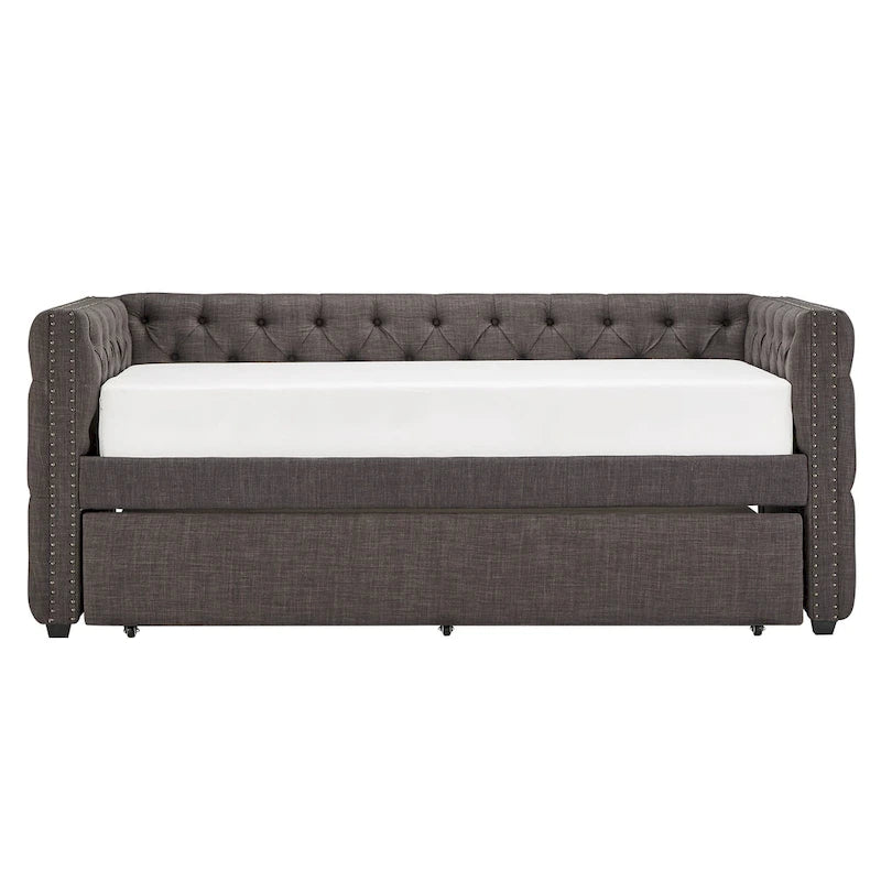 Lit de repos capitonné Knightsbridge Twin avec clous décoratifs