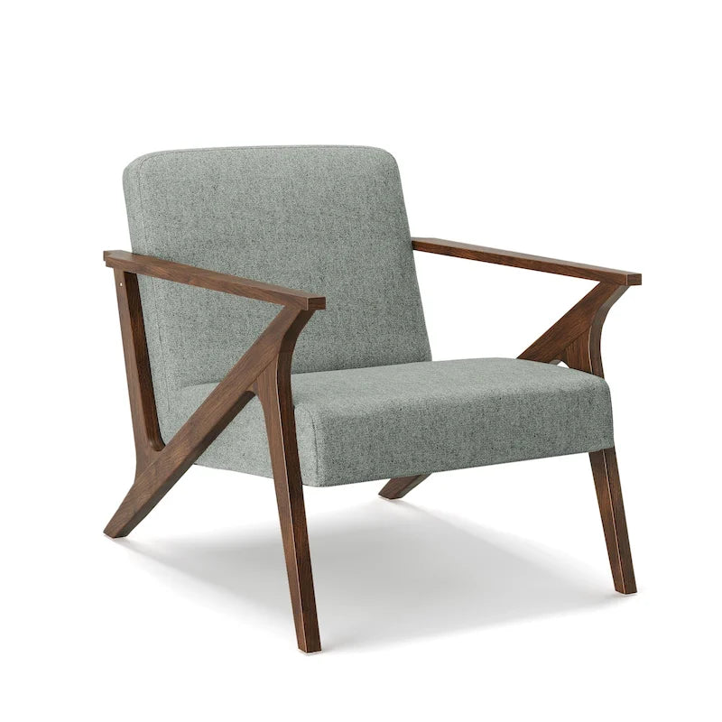 Fauteuil d'appoint en bois et tissu, style moderne du milieu du siècle
