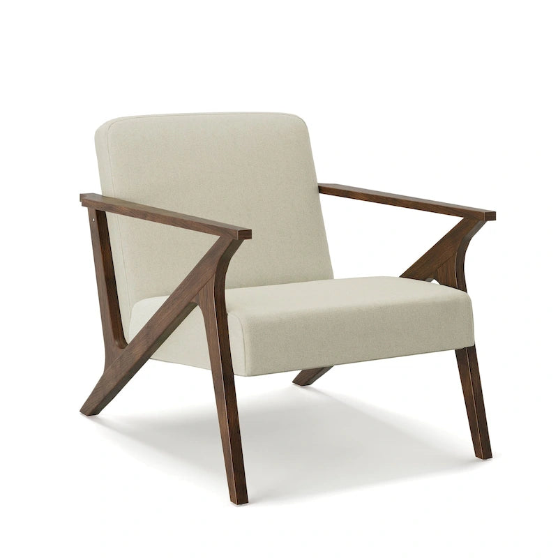 Fauteuil d'appoint en bois et tissu, style moderne du milieu du siècle