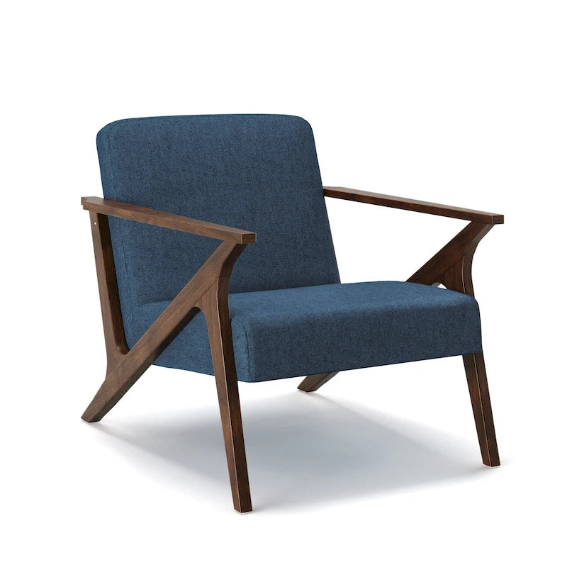 Fauteuil d'appoint en bois et tissu, style moderne du milieu du siècle