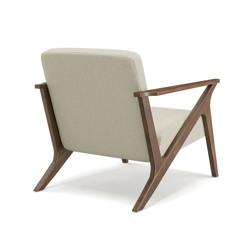 Fauteuil d'appoint en bois et tissu, style moderne du milieu du siècle