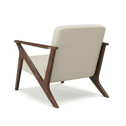 Fauteuil d'appoint en bois et tissu, style moderne du milieu du siècle