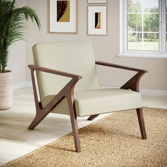 Fauteuil d'appoint en bois et tissu, style moderne du milieu du siècle