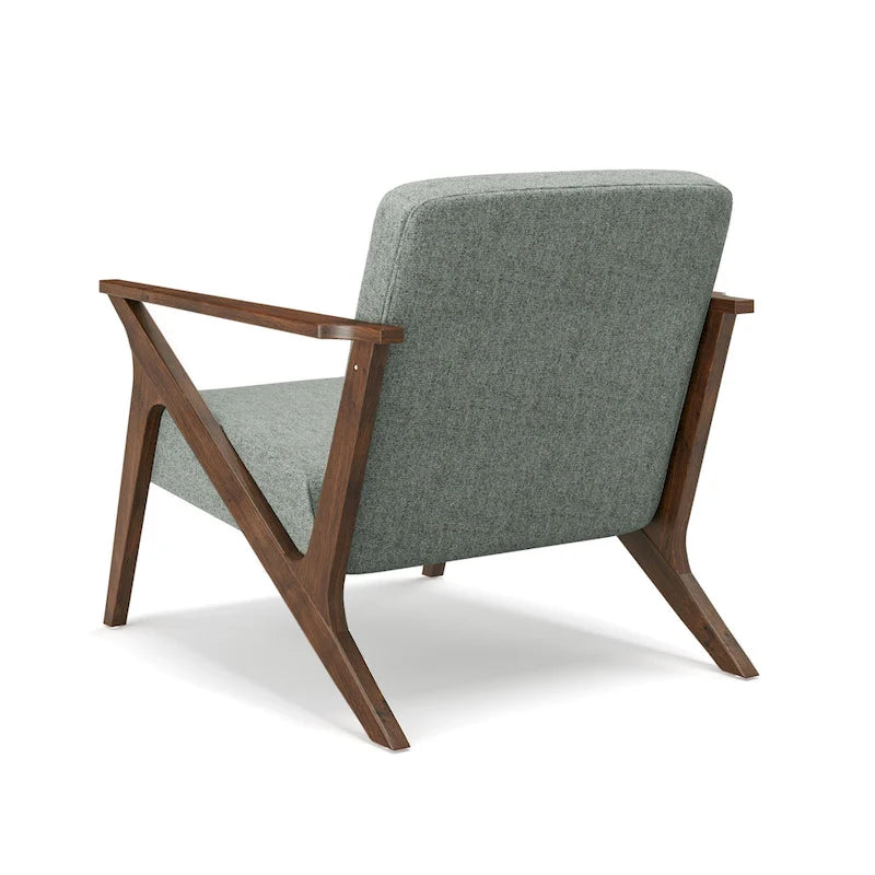 Fauteuil d'appoint en bois et tissu, style moderne du milieu du siècle