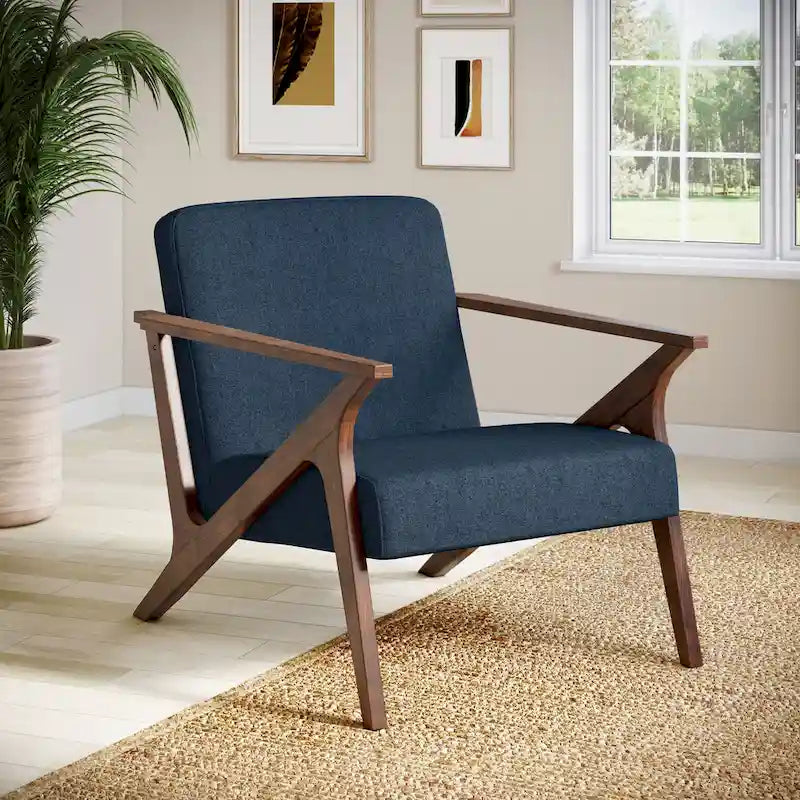 Fauteuil d'appoint en bois et tissu, style moderne du milieu du siècle