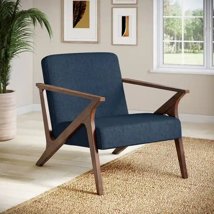 Fauteuil d'appoint en bois et tissu, style moderne du milieu du siècle