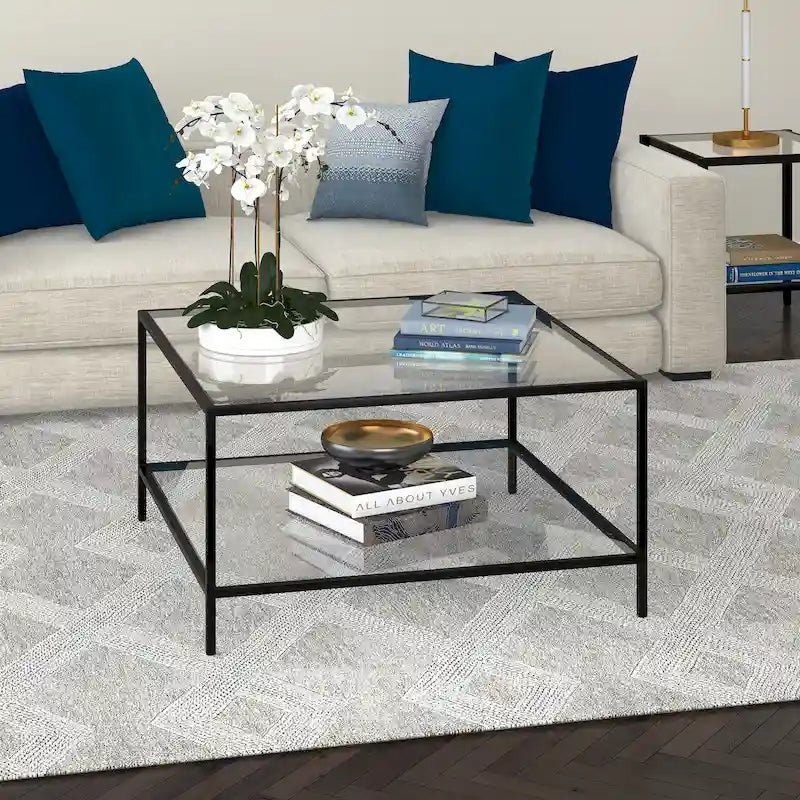 Table basse carrée avec étagère de 32 po