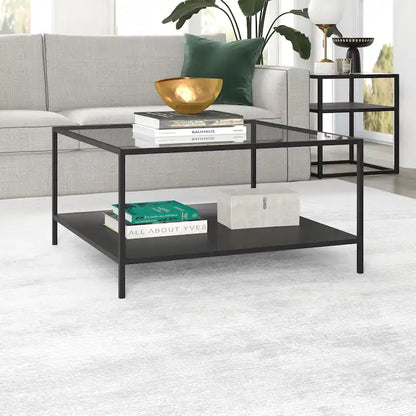 Table basse carrée avec étagère de 32 po