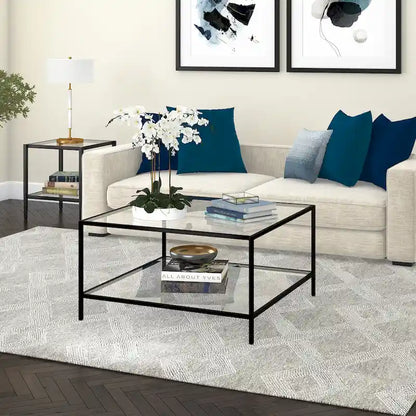 Table basse carrée avec étagère de 32 po