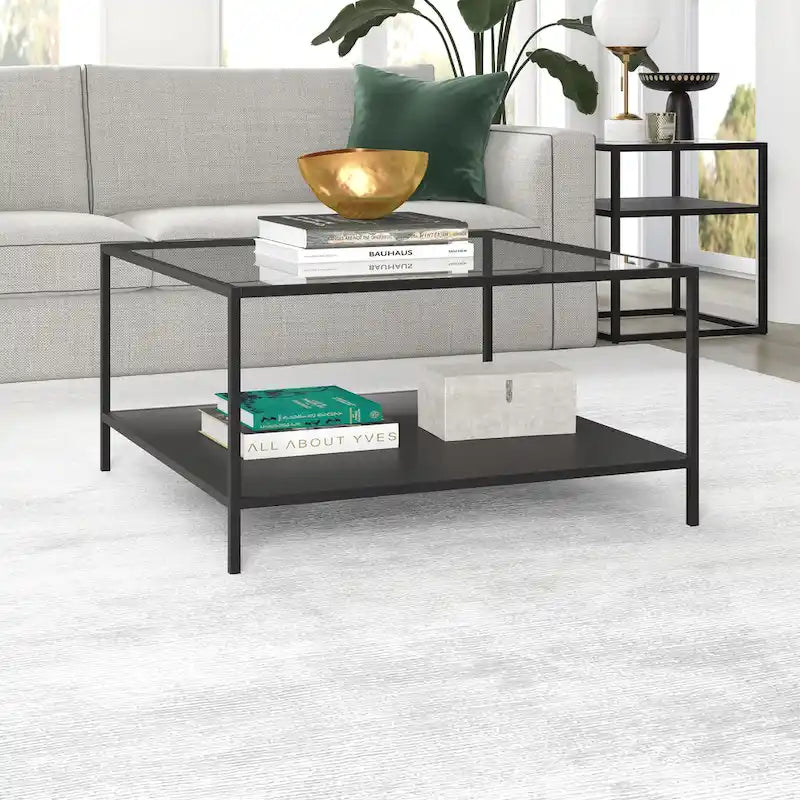 Table basse carrée avec étagère de 32 po