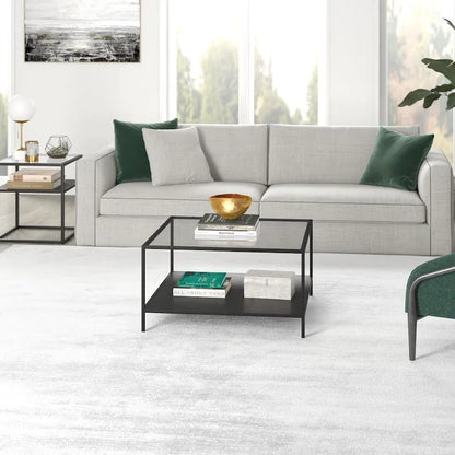 Table basse carrée avec étagère de 32 po