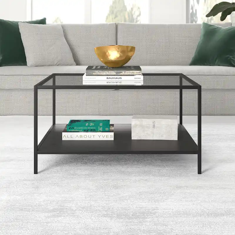 Table basse carrée avec étagère de 32 po