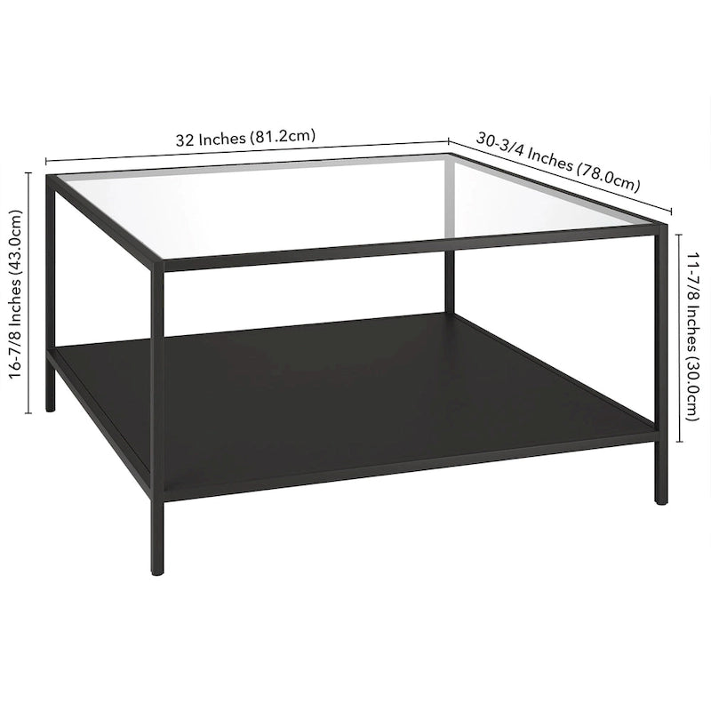Table basse carrée avec étagère de 32 po