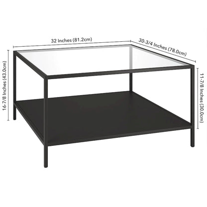 Table basse carrée avec étagère de 32 po