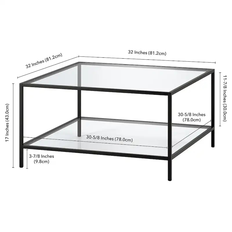 Table basse carrée avec étagère de 32 po