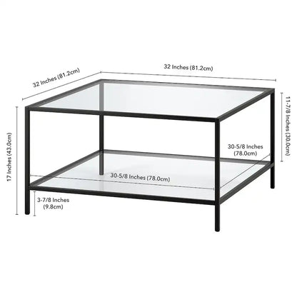 Table basse carrée avec étagère de 32 po