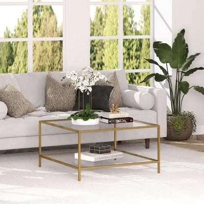 Table basse carrée avec étagère de 32 po