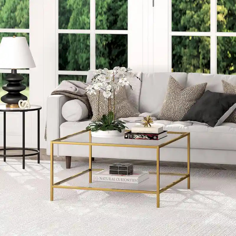 Table basse carrée avec étagère de 32 po