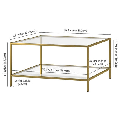 Table basse carrée avec étagère de 32 po