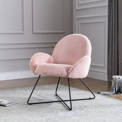 Fauteuil d'appoint moderne en polaire avec accoudoirs