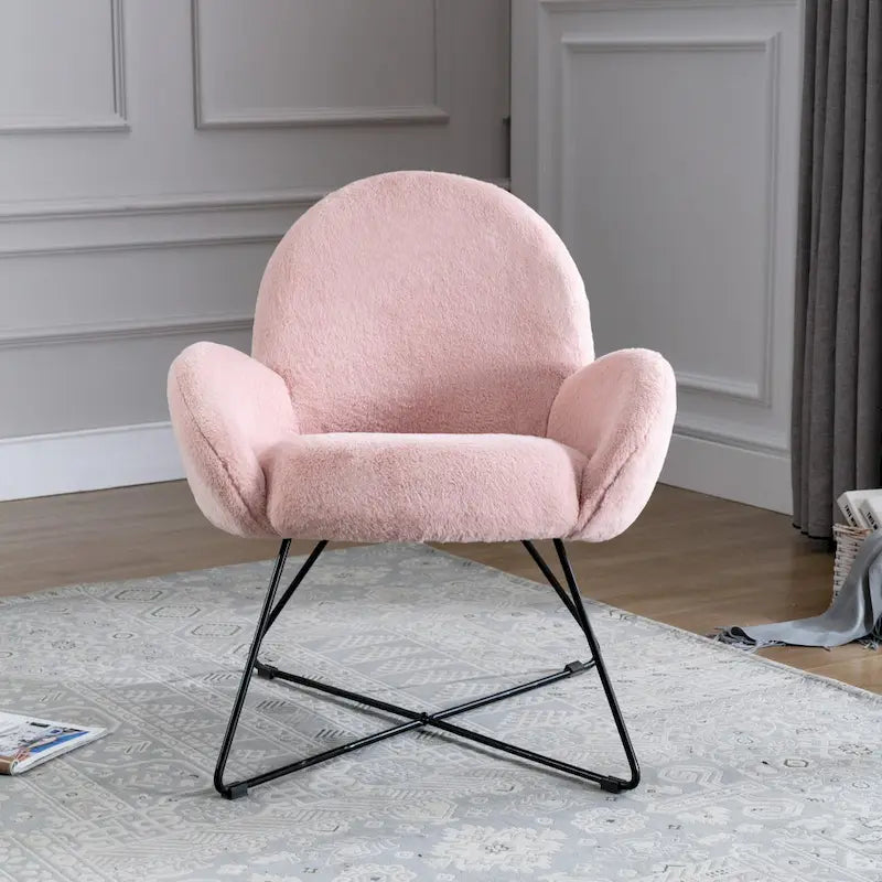 Fauteuil d'appoint moderne en polaire avec accoudoirs