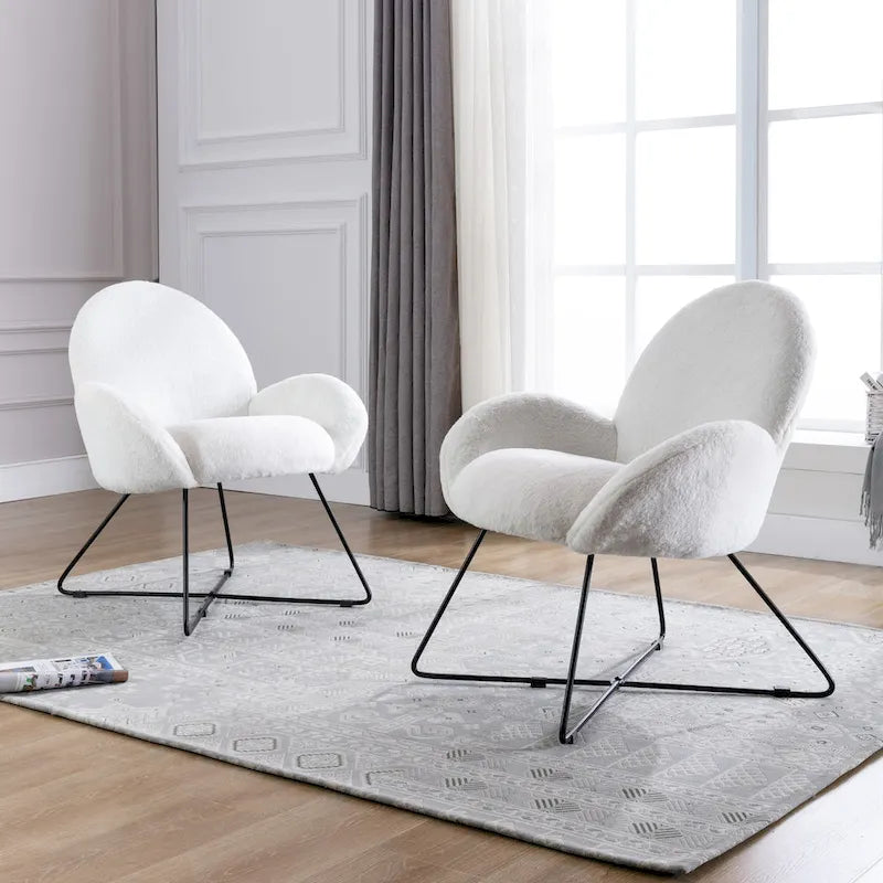 Fauteuil d'appoint moderne en polaire avec accoudoirs