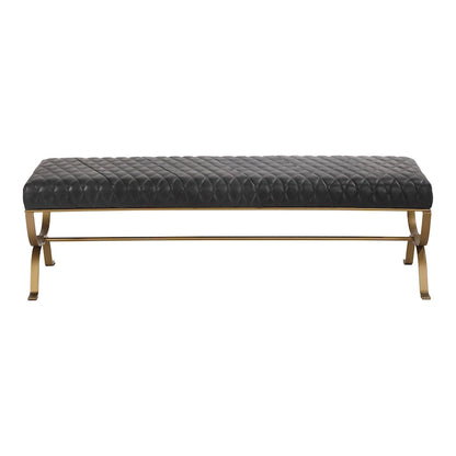 Banc moderne en cuir et fer forgé et laiton