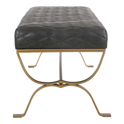 Banc moderne en cuir et fer forgé et laiton