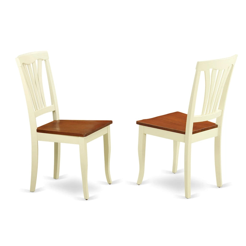 Table à manger ronde de cuisine avec 4 chaises, Crème et Merisier