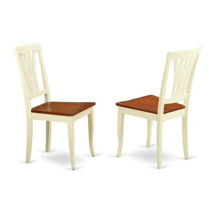 Table à manger ronde de cuisine avec 4 chaises, Crème et Merisier