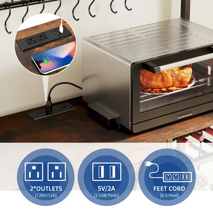 Étagère de cuisine à 5 niveaux avec prises de courant et ports USB