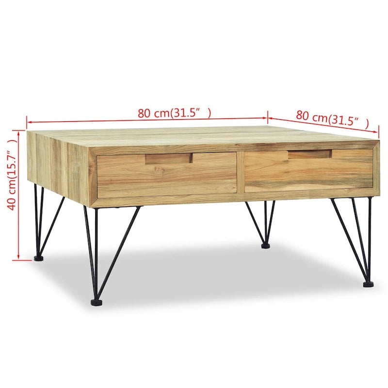 Table basse 80x80x40 cm en teck massif