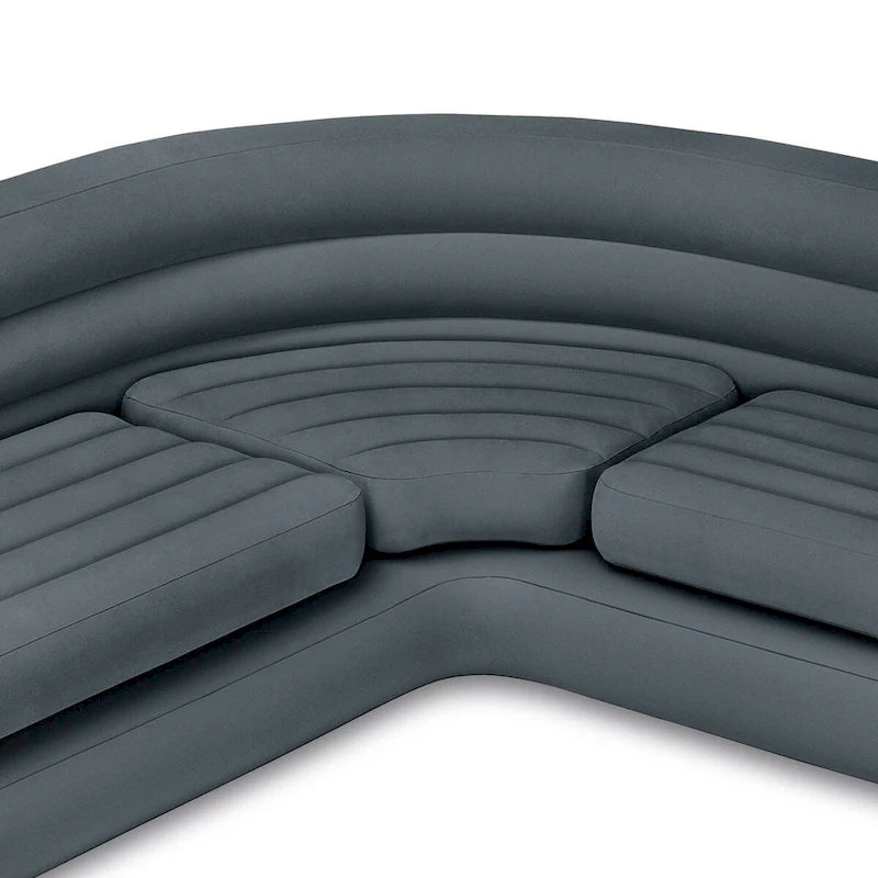 Canapé d'angle gonflable en L avec porte-gobelets, gris (lot de 2) - 26
