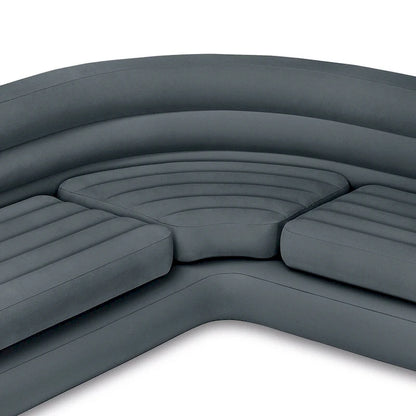 Canapé d'angle gonflable en L avec porte-gobelets, gris (lot de 2) - 26