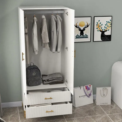 armoire de penderie blanche avec portes et tiroirs, armoire, penderie de rangement