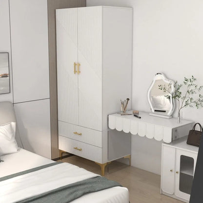 armoire de penderie blanche avec portes et tiroirs, armoire, penderie de rangement