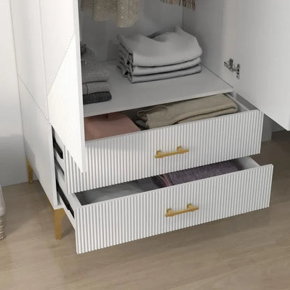 armoire de penderie blanche avec portes et tiroirs, armoire, penderie de rangement